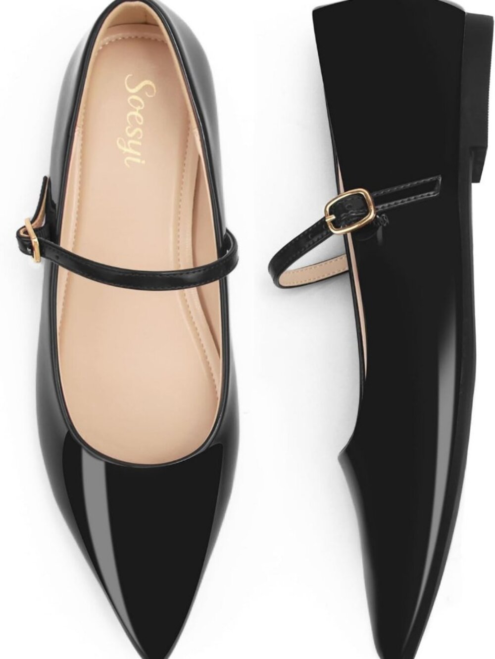 Stylish Women's Lightweight Pointed Toe Mary Jane Ballet Flats - Comfort